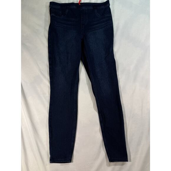 Spanx Women’s Jean-is Ankle Leggings Size XL Dark Blue Denim Tummy Control - Picture 1 of 8